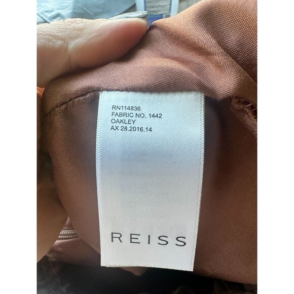 REISS Women’s Eliza Dusty Rose Lamb Leather Fully Lined Mini Skirt Size 4 - Picture 6 of 6